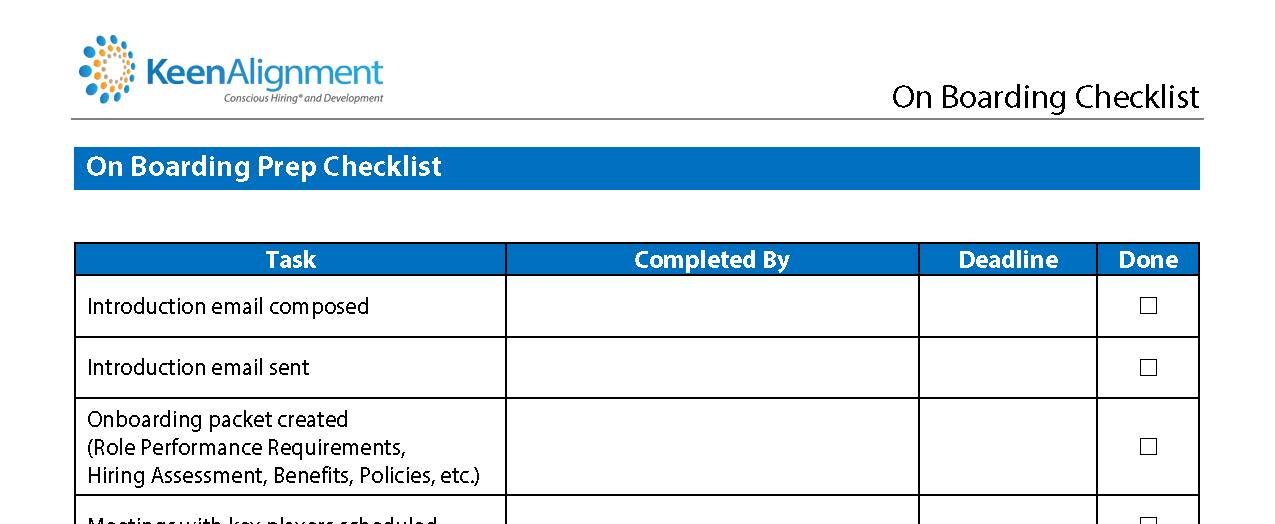 onboarding checklist