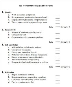 employee performance evaluation samples job performance evaluation sample form