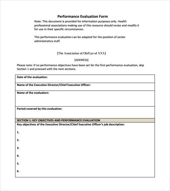 employee performance review template word