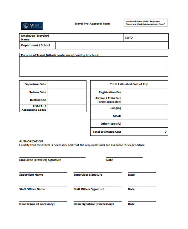 Employee Reimbursement Form Template Business