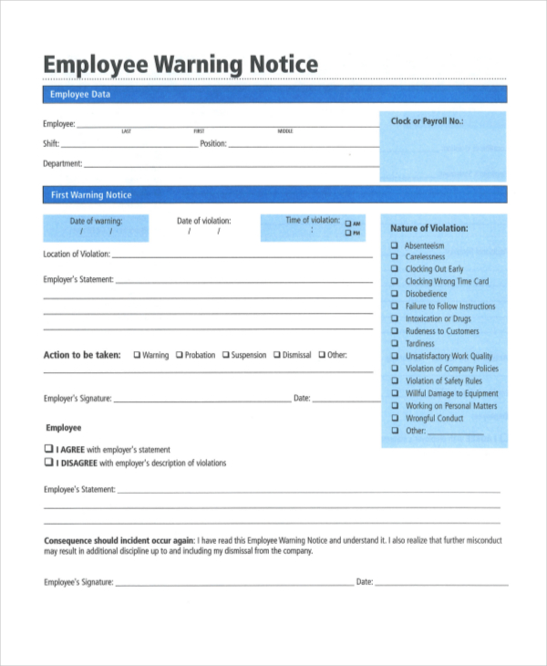 Free Printable Employee Reprimand Form