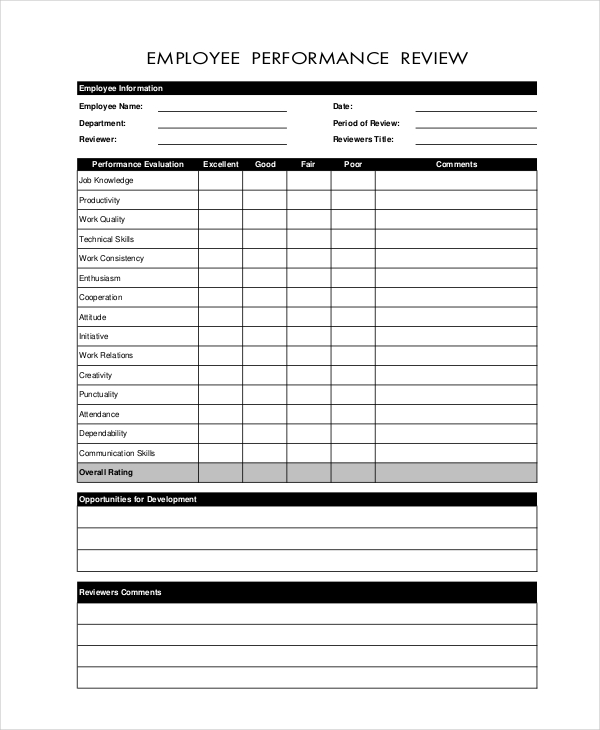 employee review template