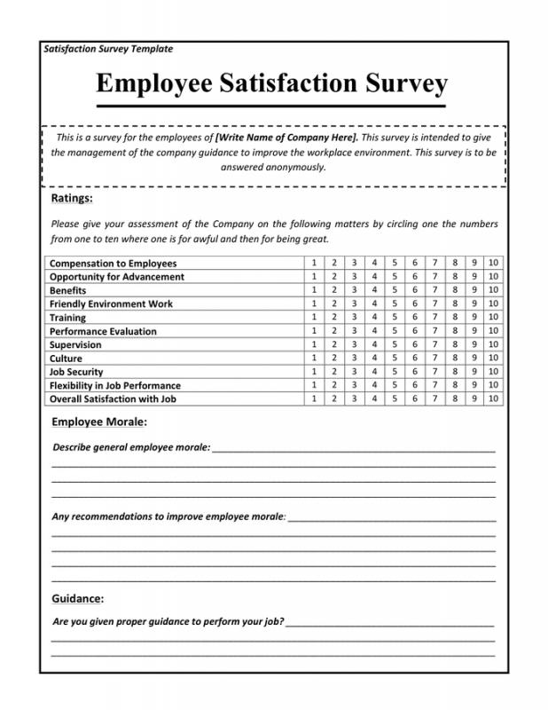 Employee Satisfaction Survey Template Business