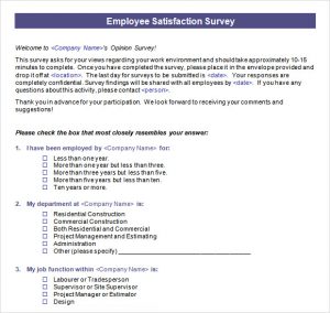 employee satisfaction survey employee satisfaction survey template word