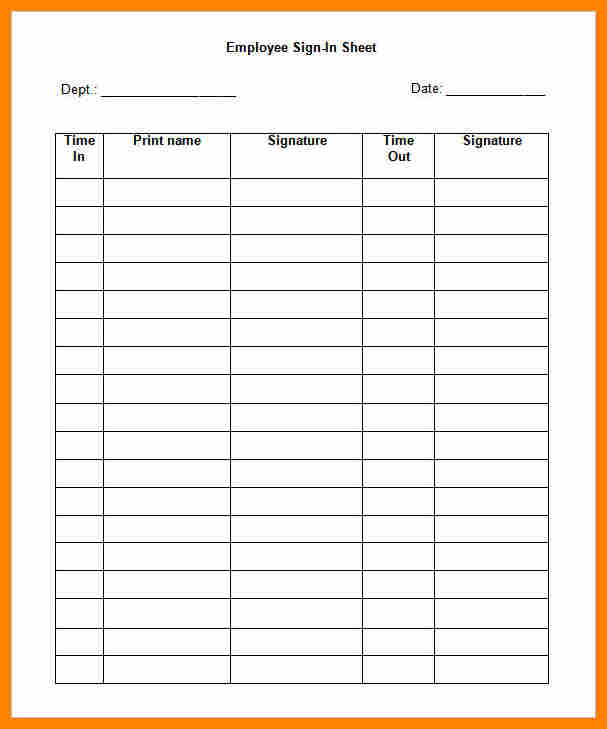 Employee Sign In Sheets | Template Business