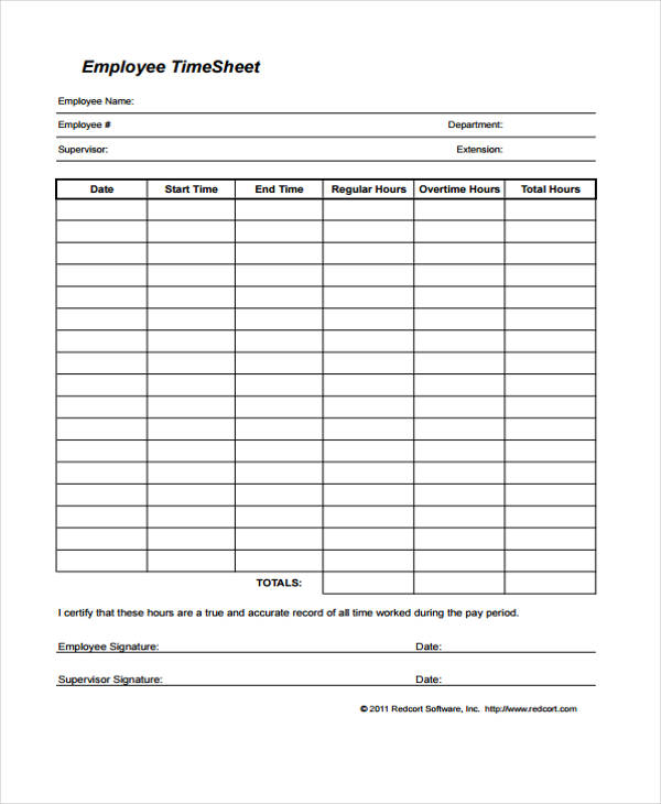 employee timesheet template