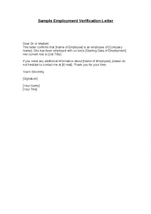 employee verification letter sample employment verification letter