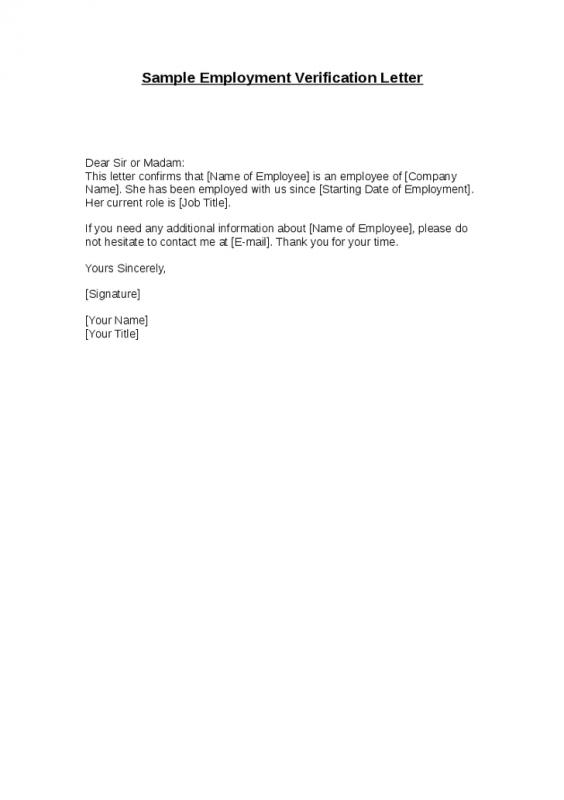 employee verification letter