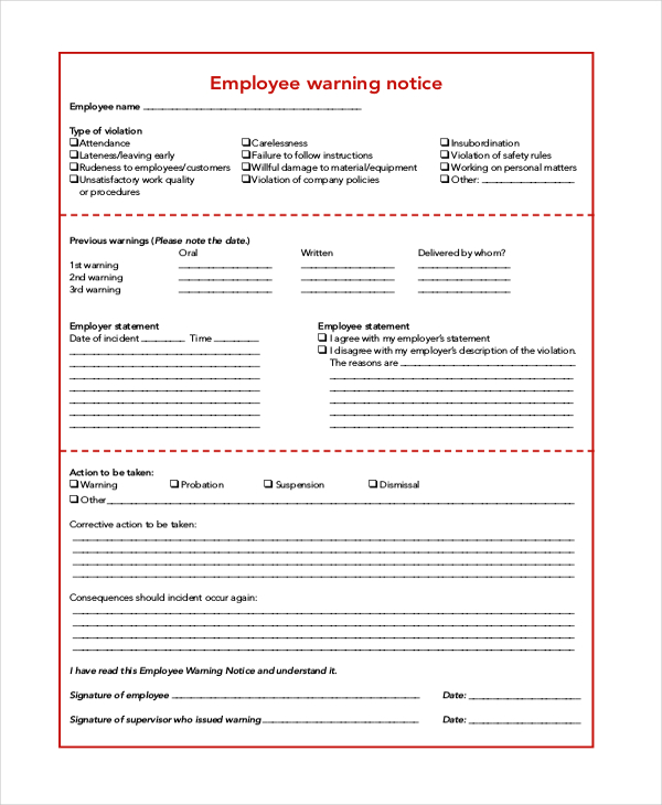 Employee Warning Notice