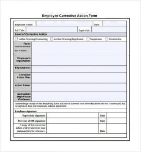 employee write up form free printable template business