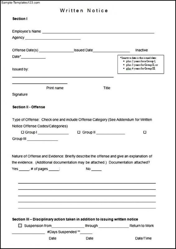 Employee Write Up Form Free Printable | Template Business