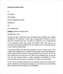 employee write up sample interview proposal letter