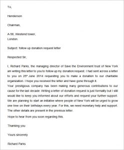 employee write up templates follow up donation request letter