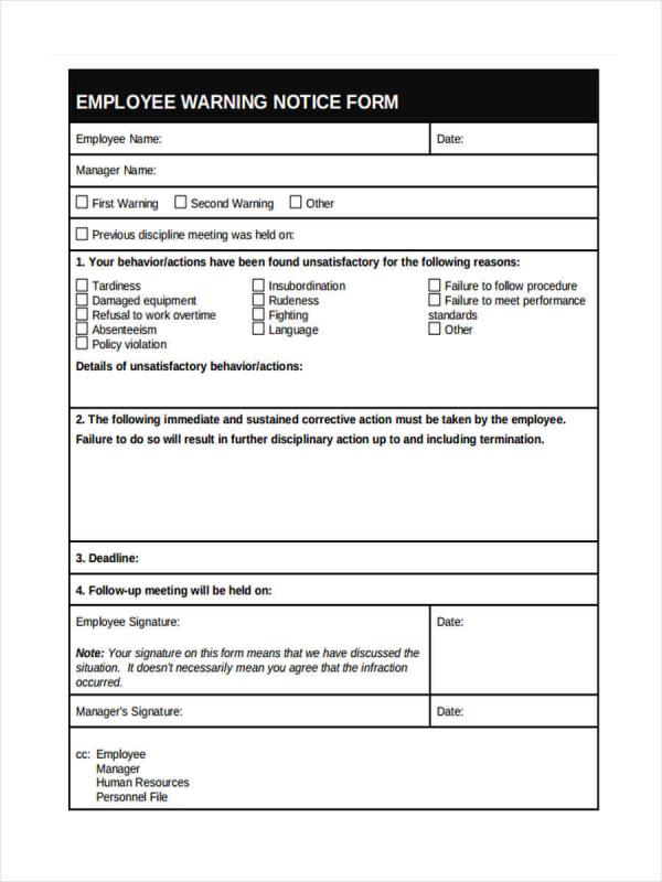 Employee Written Warning Template Template Business