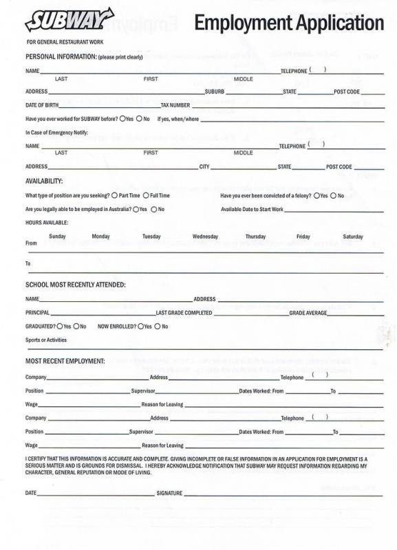 employment application form free download