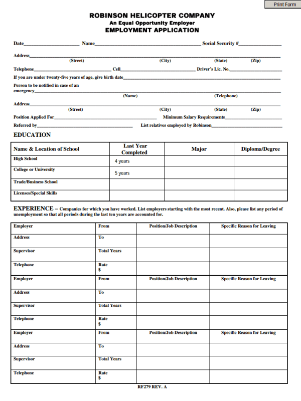 job download for application form free Form Business Free Download   Application Template Employment