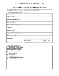 employment application template word preview