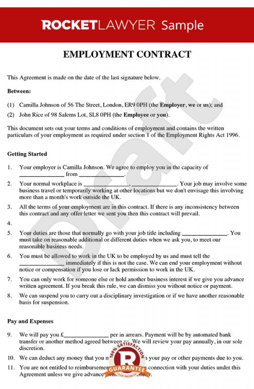 employment contract sample