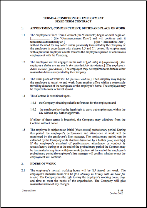 employment contract sample