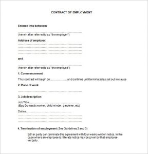 employment contract template sample job contract template free download