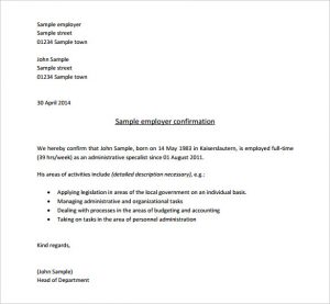 employment letter sample employment confirmation letter from employer sample pdf