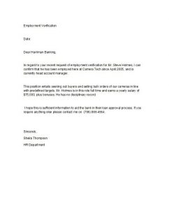 employment letter sample proof of employment letter