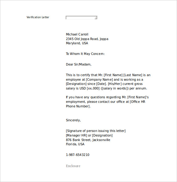 employment letter sample