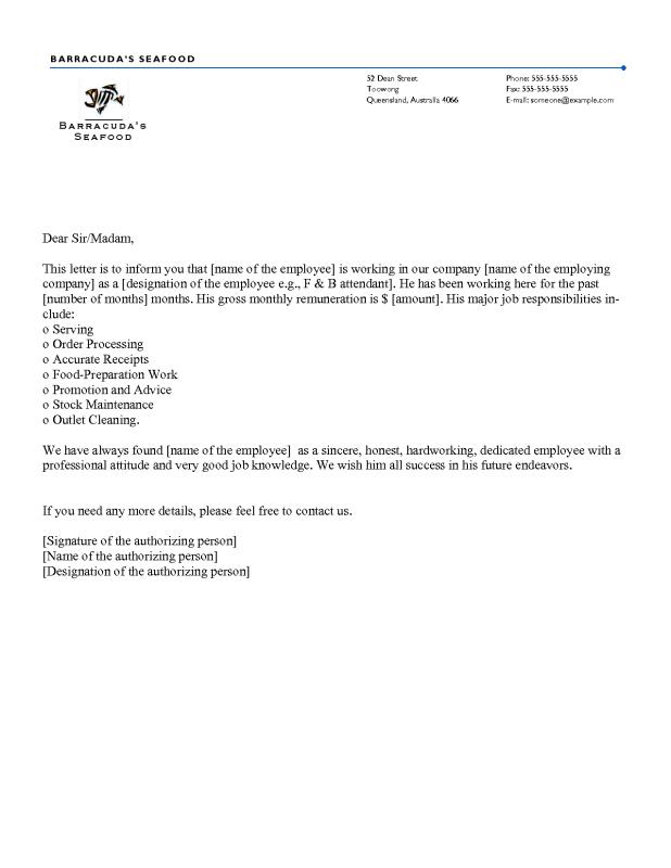 employment letter template