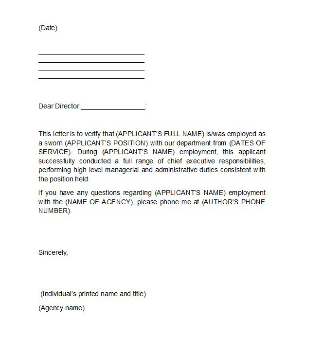 employment letter template