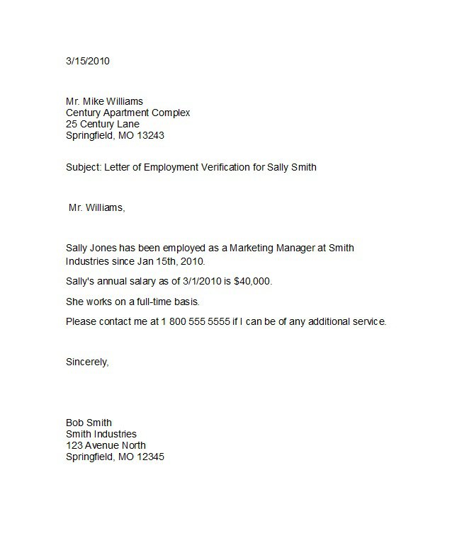 employment letter template