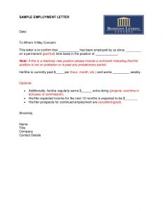 employment letter template sample employment letter