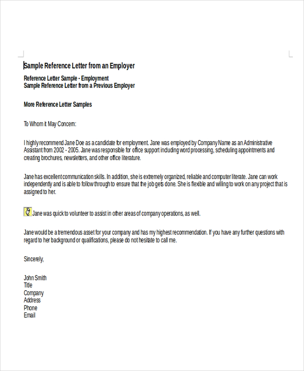 Employment Reference Letter | Template Business