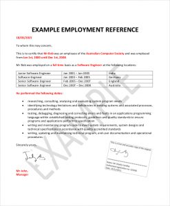 employment reference letter employment reference letters template