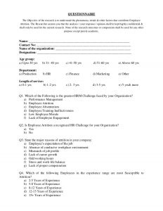 employment satisfaction survey questions questionnaire on employee attrition