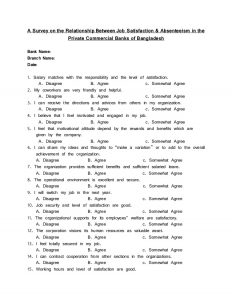 employment satisfaction survey questions relationship between job satisfaction and absenteeism of the employees in the private commercial banks in bangladesh