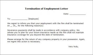 employment termination letter letter of termination