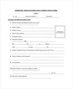 employment verification form domestic servent employment verification form