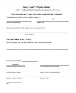 verification employment form generic sample domestic servent