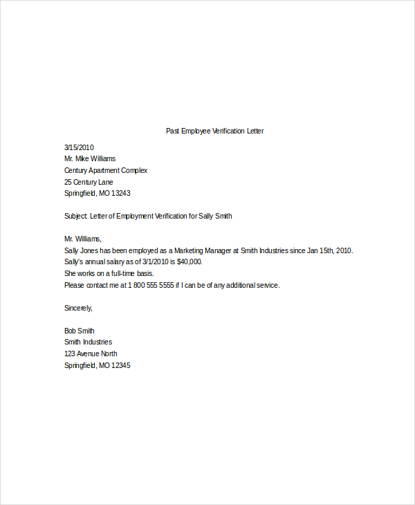 Employment Verification Letter Sample | Template Business