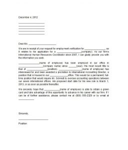 employment verification letter template proof of employment letter