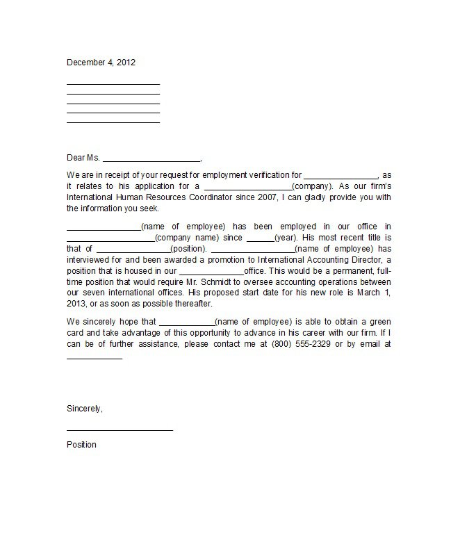 employment verification letter template