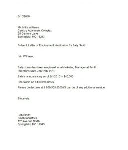 employment verification letter template proof of employment letter