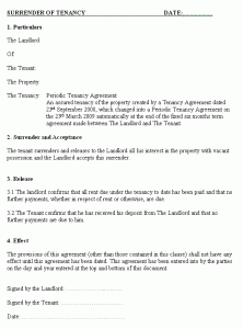 end of lease letter surrender of tenancy format