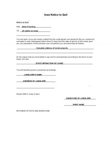 end of lease letter to tenant from landlord eviction notice iowa