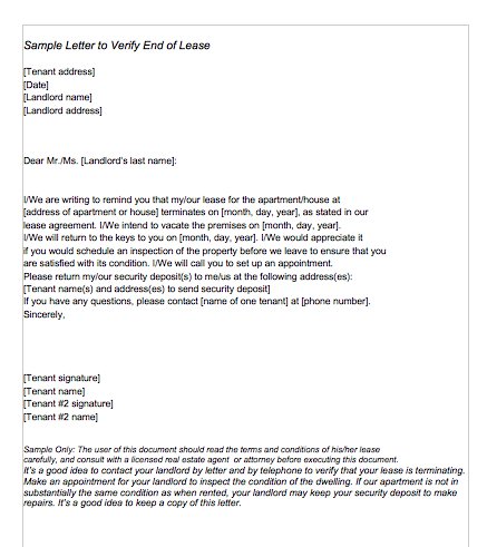 end of lease letter to tenant from landlord