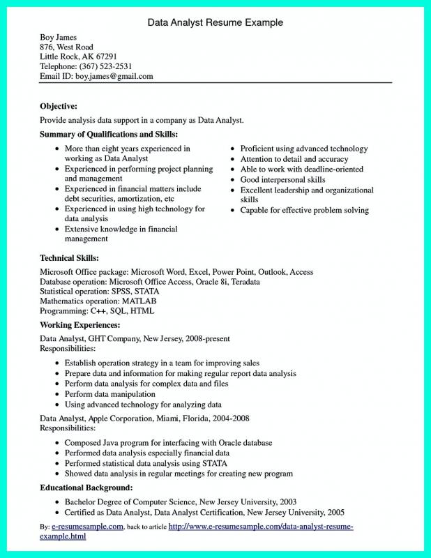 entry level data analyst resume