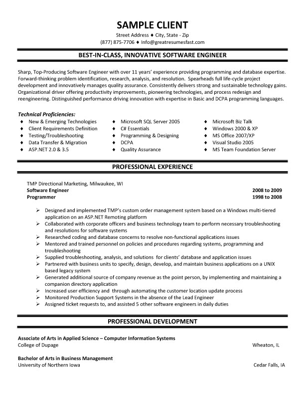 Entry Level Software Engineer Resume Template Business