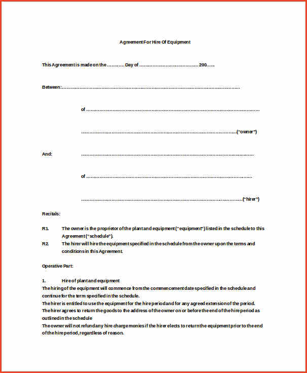 equipment rental agreement