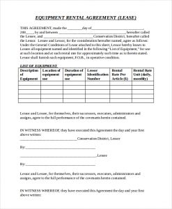 equipment rental contract free equipment rental agreement doc format download