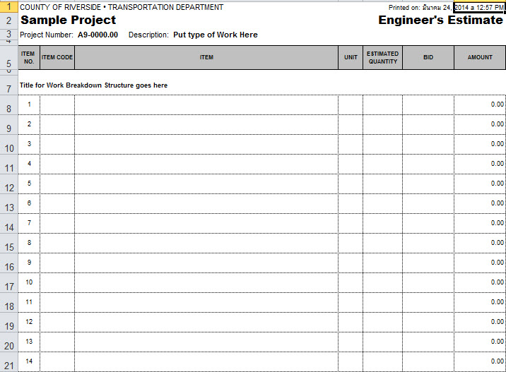 Estimate Template Excel Template Business